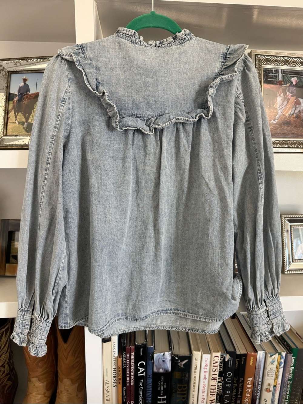 Karlie Denim Ruffled Top - Picture 3 of 6